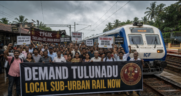 TGIK Protesters demanding local sub-urban railway tracks layout