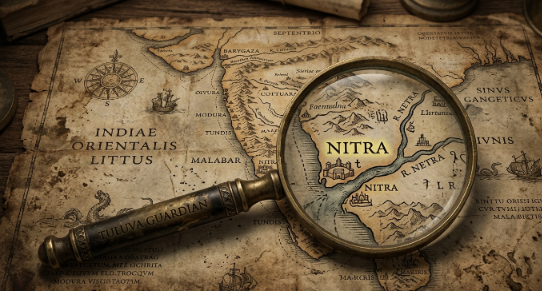 Ancient maritime map highlighting the river Nitra